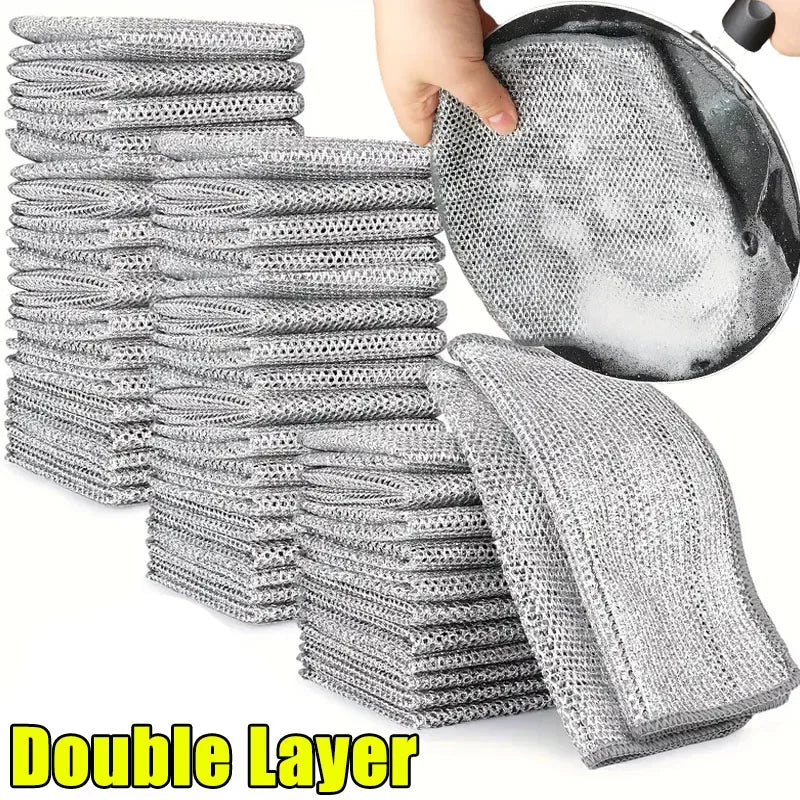 Metal Steel Wire Dishcloth for Kitchen Pot and Dish Cleaning