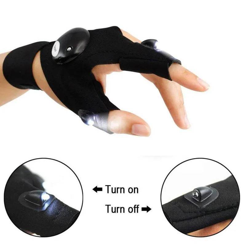 LED Outdoor Flashlight Fishing Half Finger Sports Lighted Gloves
