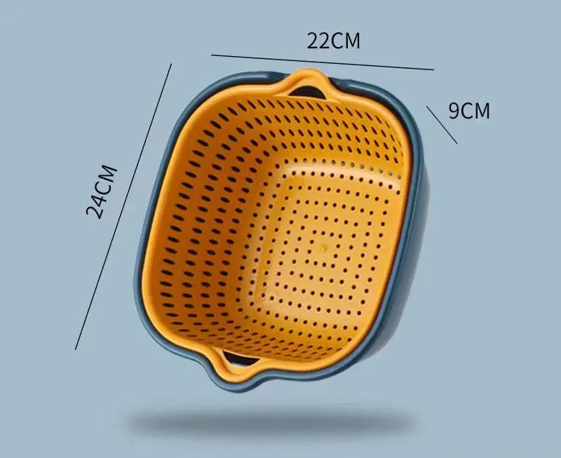 Double Layer Plastic Colander & Drain Basket for Kitchen and Fruits