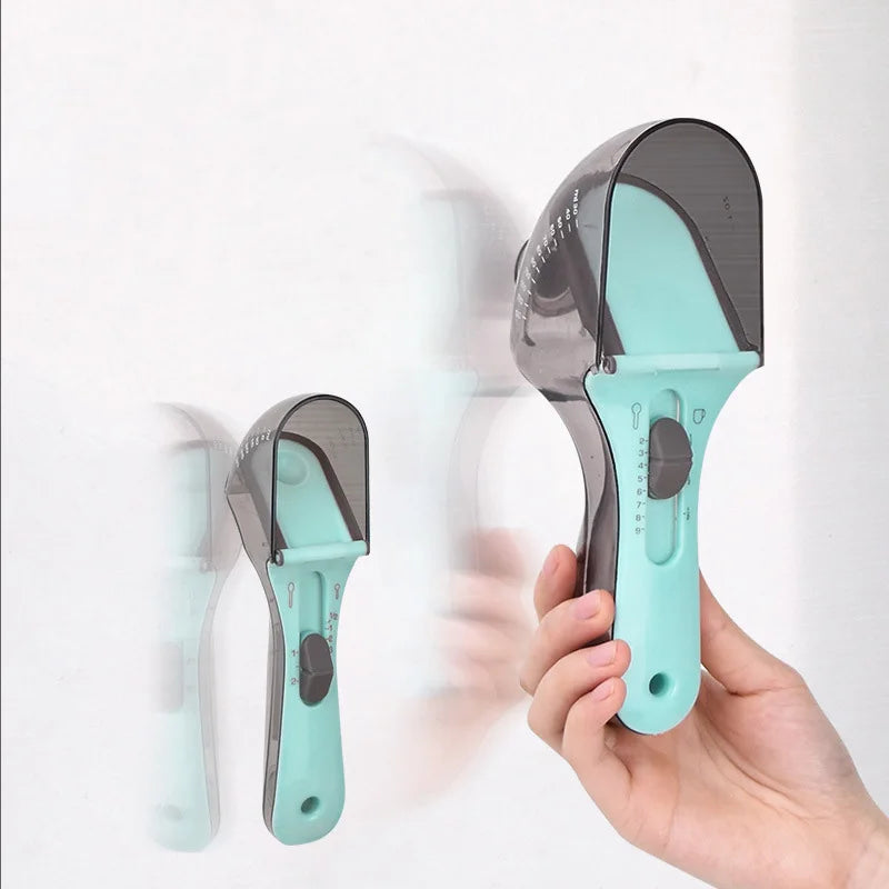 Adjustable Pet Food Measuring Scoop with Scale & Scraper