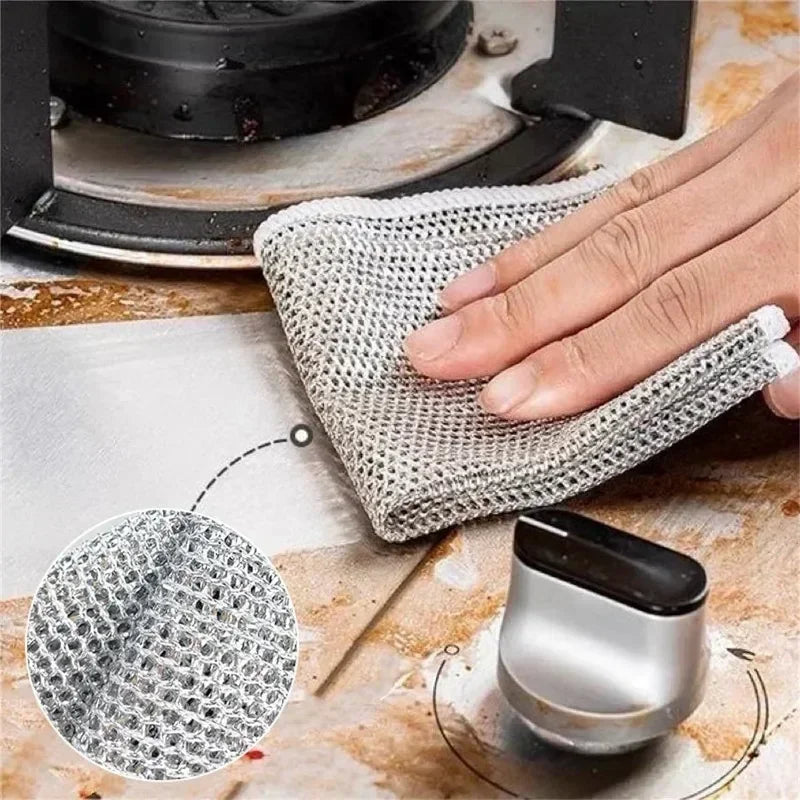Metal Steel Wire Dishcloth for Kitchen Pot and Dish Cleaning