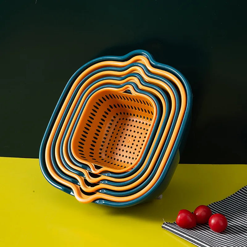 Double Layer Plastic Colander & Drain Basket for Kitchen and Fruits