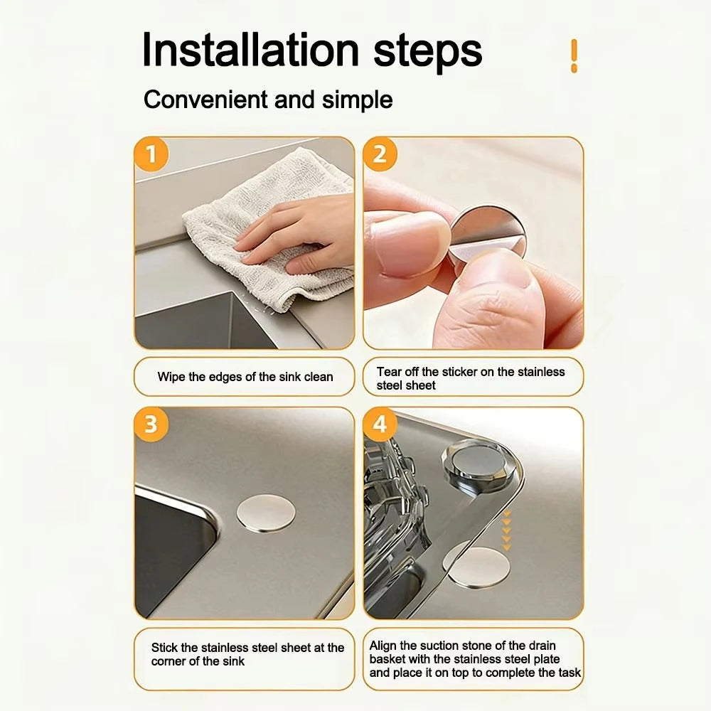 Removable Magnetic Kitchen Sink Strainer Basket with Detachable Filter