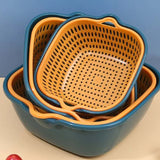 Double Layer Plastic Colander & Drain Basket for Kitchen and Fruits