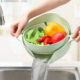 Double Layer Vegetable Drain Basket with Handle for Kitchen Use