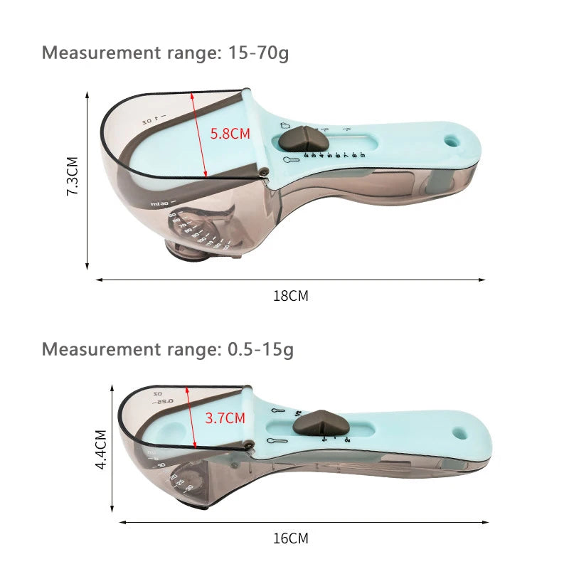 Adjustable Pet Food Measuring Scoop with Scale & Scraper