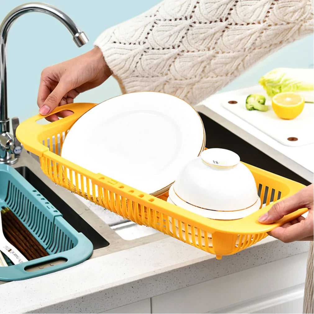 Telescopic Kitchen Organizer Sink Rack & Vegetable Drain Basket