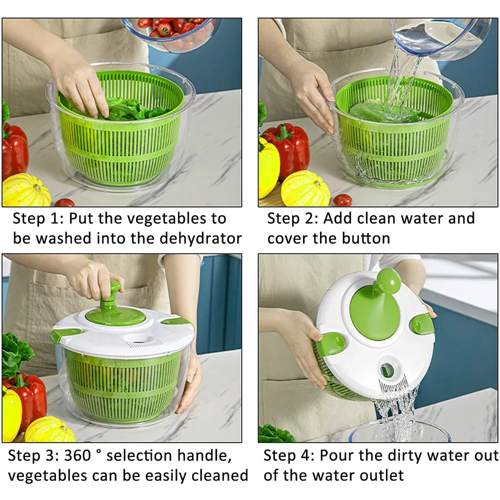 LMETJMA 5L Large Salad Spinner Vegetable Washer Dryer Drainer