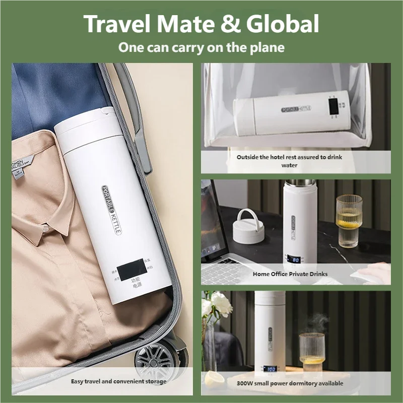 HOMEFISH 450ML Portable Electric Kettle Thermal Travel Cup