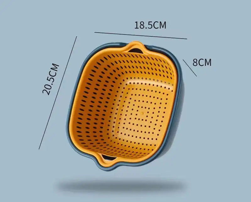Double Layer Plastic Colander & Drain Basket for Kitchen and Fruits