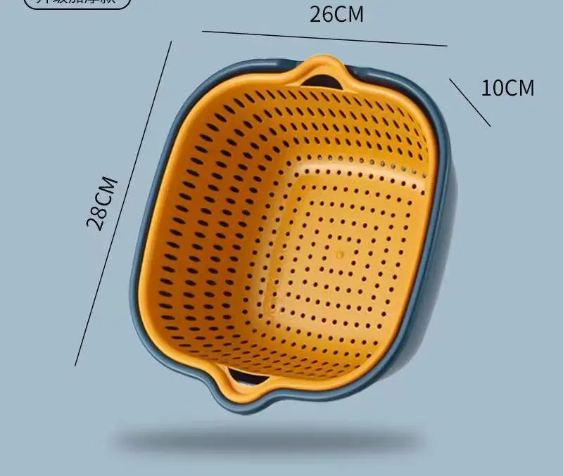 Double Layer Plastic Colander & Drain Basket for Kitchen and Fruits