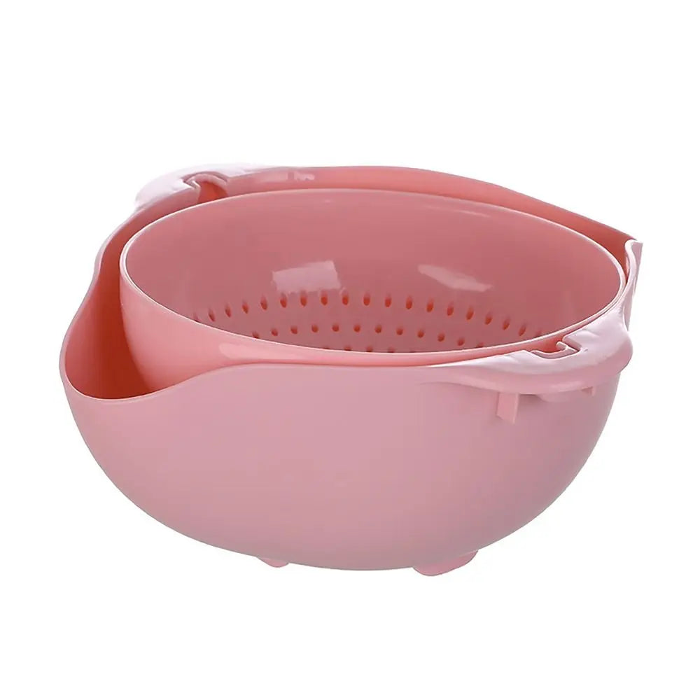 Double Layer Vegetable Drain Basket with Handle for Kitchen Use