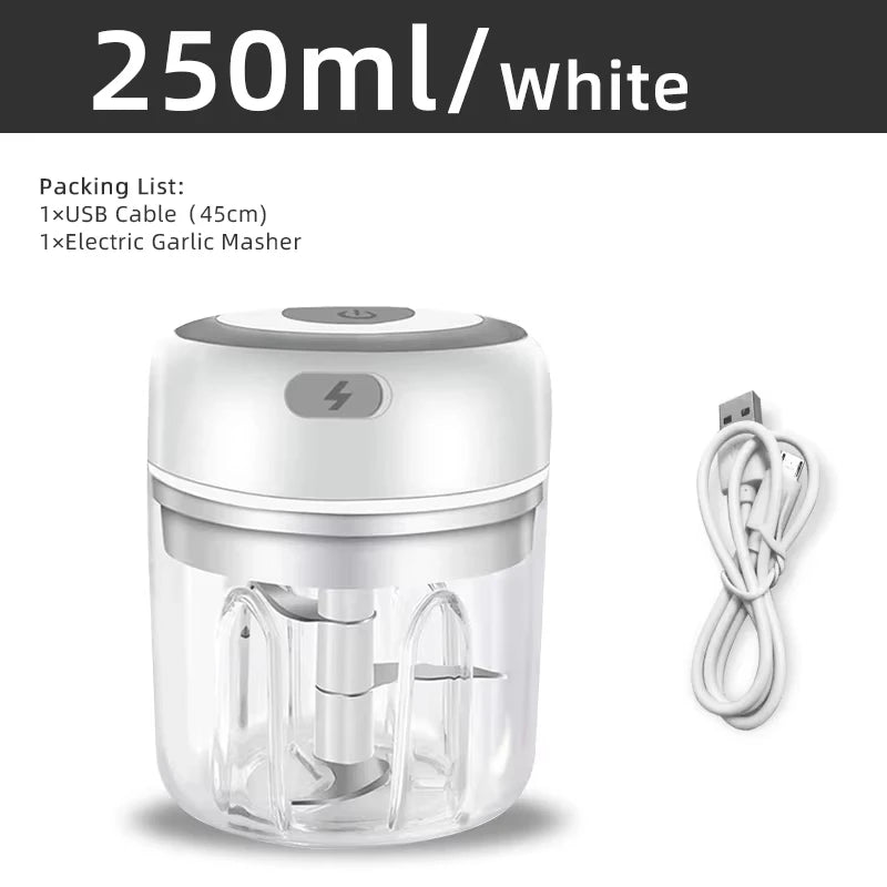Electric Garlic Mincer 250ML USB Mini Vegetable & Food Chopper