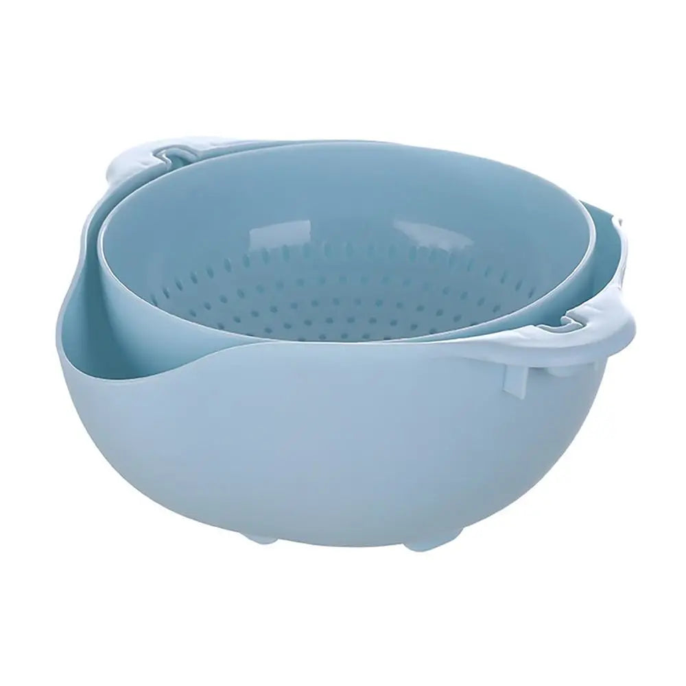 Double Layer Vegetable Drain Basket with Handle for Kitchen Use