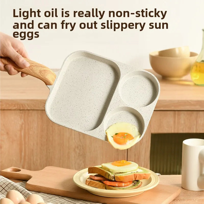 3-in-1 Non-Stick Egg and Burger Frying Pan for Breakfast Cooking